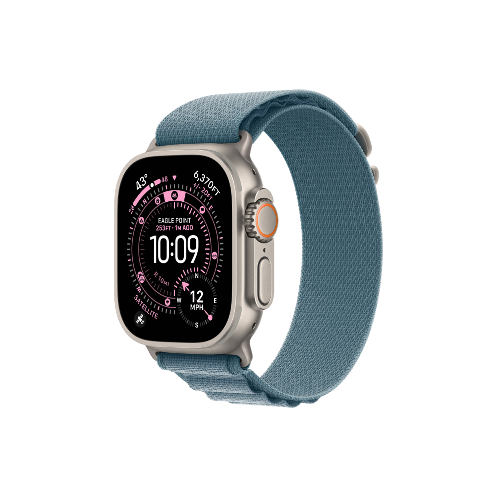 Apple Watch Ultra 3 GPS+Cellular 49mm Natural Titanium Case with Light Blue Alpine Loop - Medium, Large