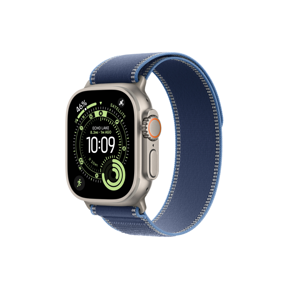 Apple Watch Ultra 3 GPS+Cellular 49mm Natural Titanium Case with Blue/Bright Blue Trail Loop - S/M, M/L