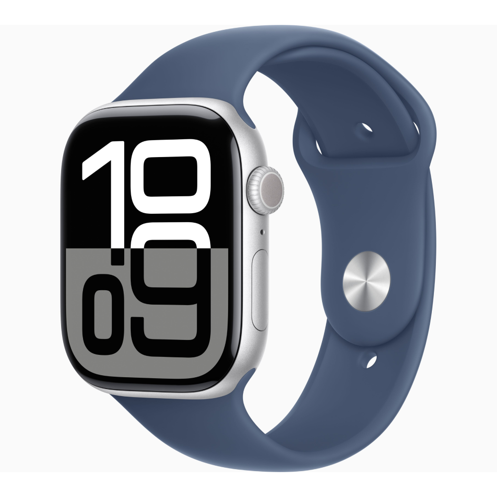Apple Watch Series 10 GPS 46mm - Silver Aluminium Case with Denim Sport Band (S/M)