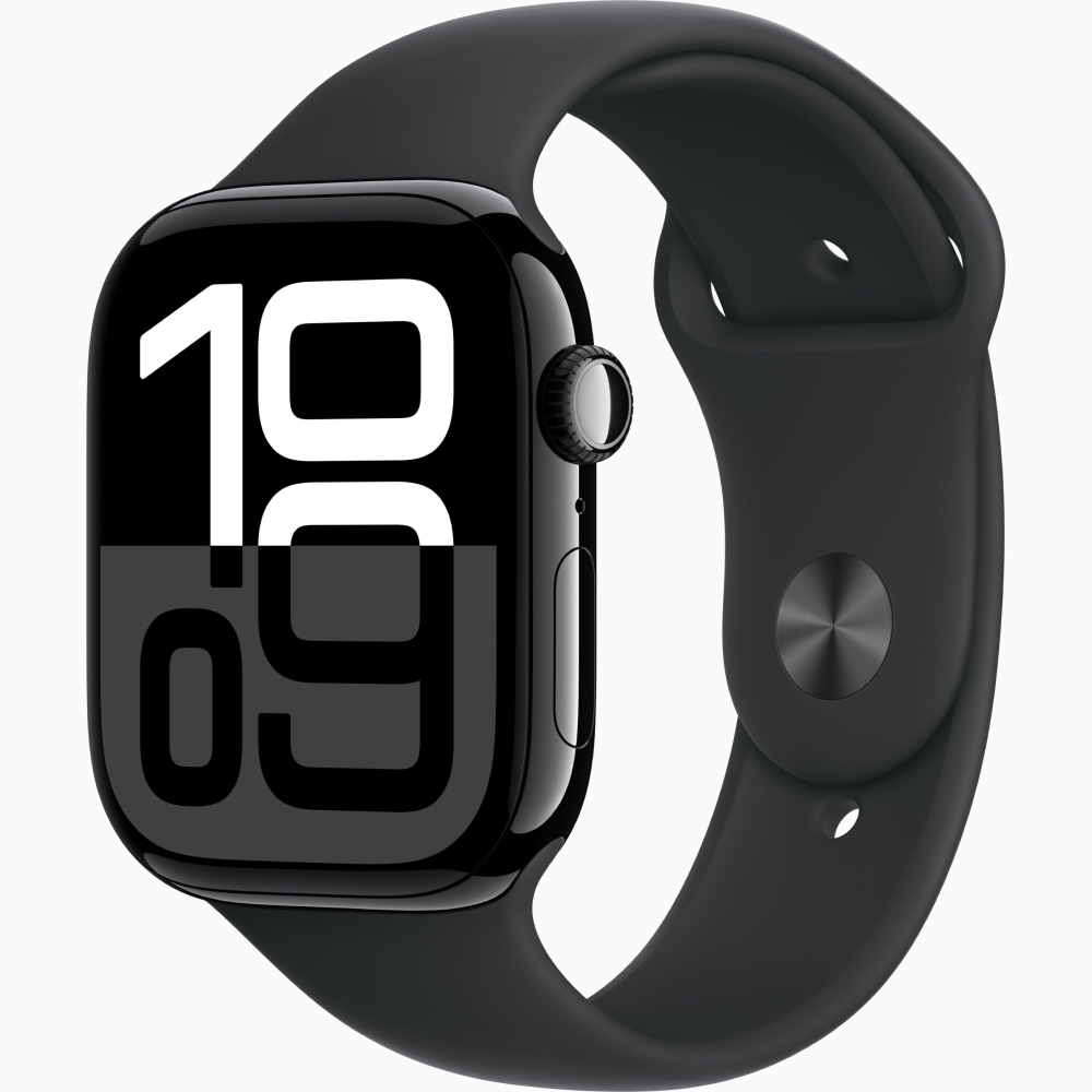 Apple Watch Series 10 GPS 46mm - Jet Black Aluminium Case with Black Sport Band (S/M)