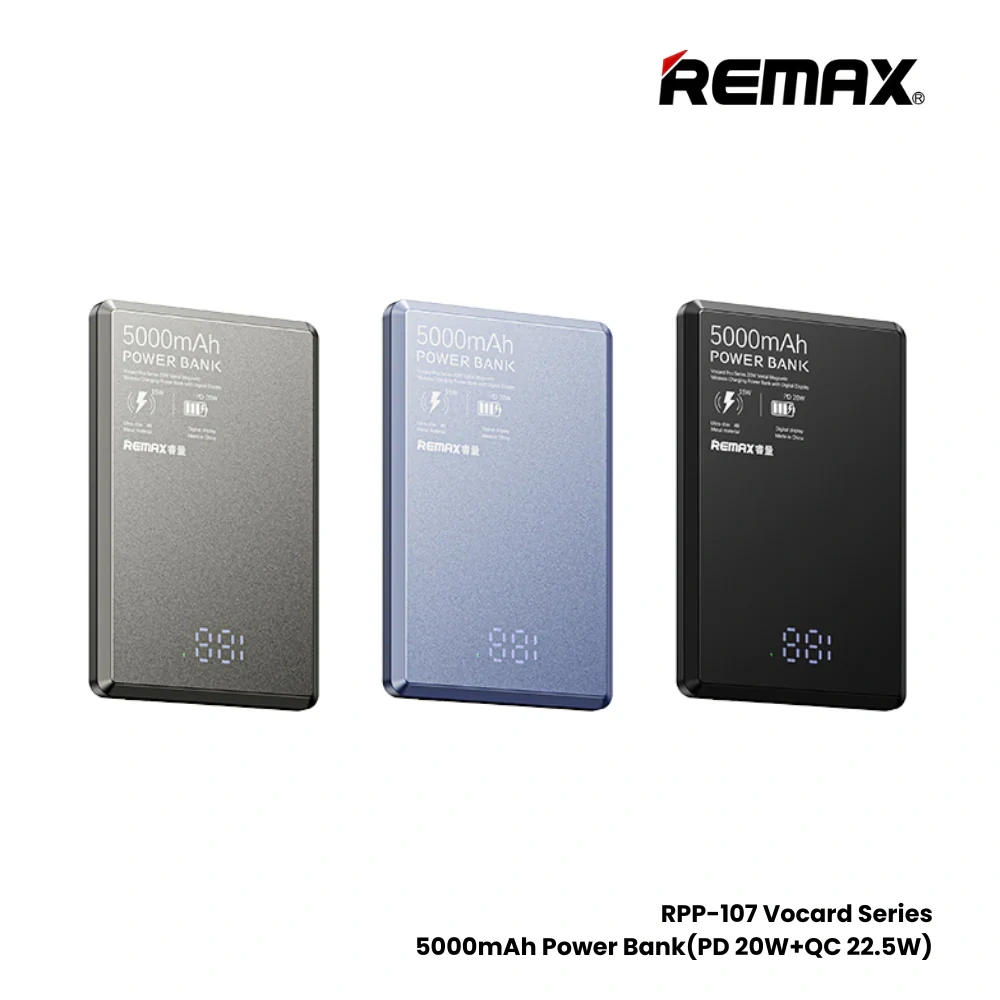 Remax RPP 107 5000mAh PD Magnetic Wireless Power Bank 20W