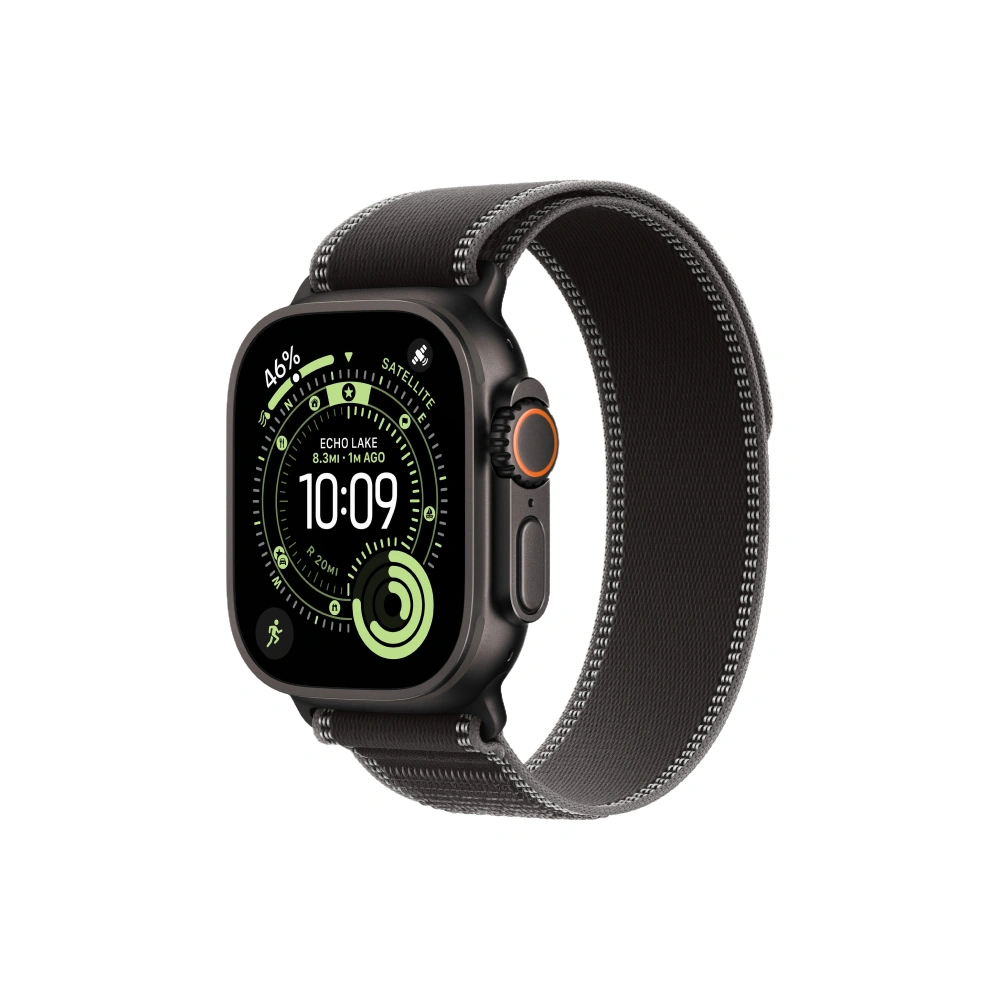 Apple Watch Ultra 3 GPS+Cellular 49mm Black Titanium Case with Black/Charcoal Trail Loop - S/M, M/L}