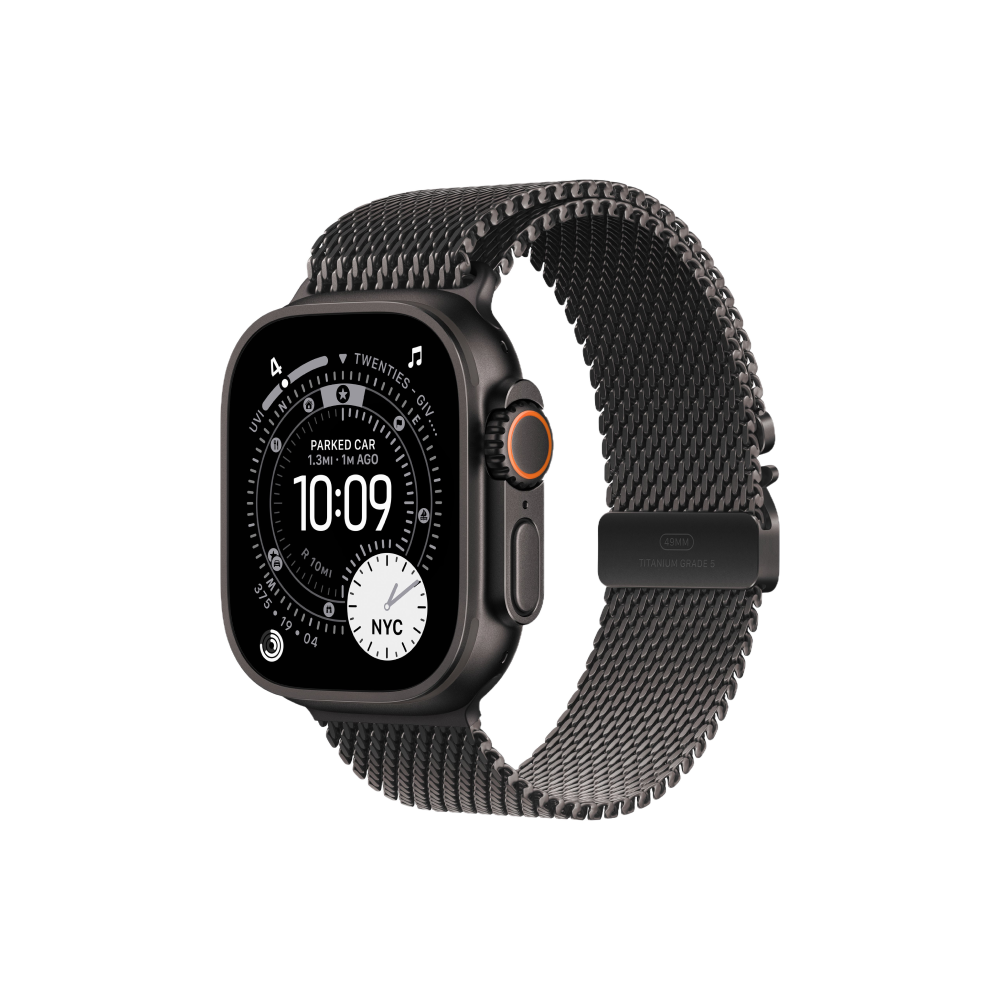 Apple Watch Ultra 3 GPS+Cellular 49mm Black Titanium Case with Black Titanium Milanese Loop - Large